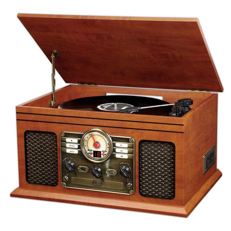 6-in-1 Turntable Bluetooth Wooden Music Center
